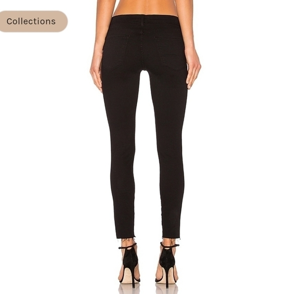 Frame Le Skinny Jeanne Crop Raw Hem Distressed Black Jeans Size 26 - Picture 5 of 14